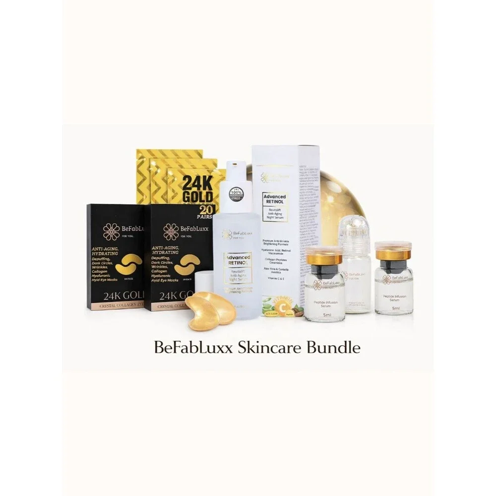 BeFabLuxx Skincare Bundle Eye Mask + Retinol + Peptide Micro-Infusion Glass Skin
